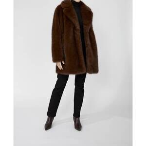 NEW FRANK LYMAN faux fur coat in brown